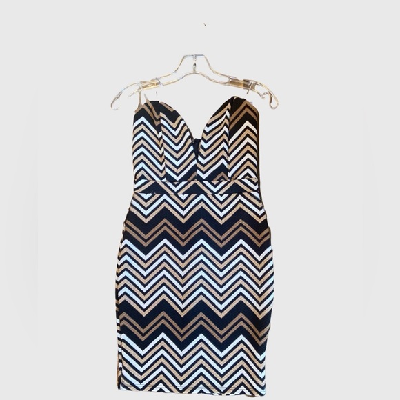 Low Cut Windsor taupe/black  Mini Dress - Picture 1 of 2